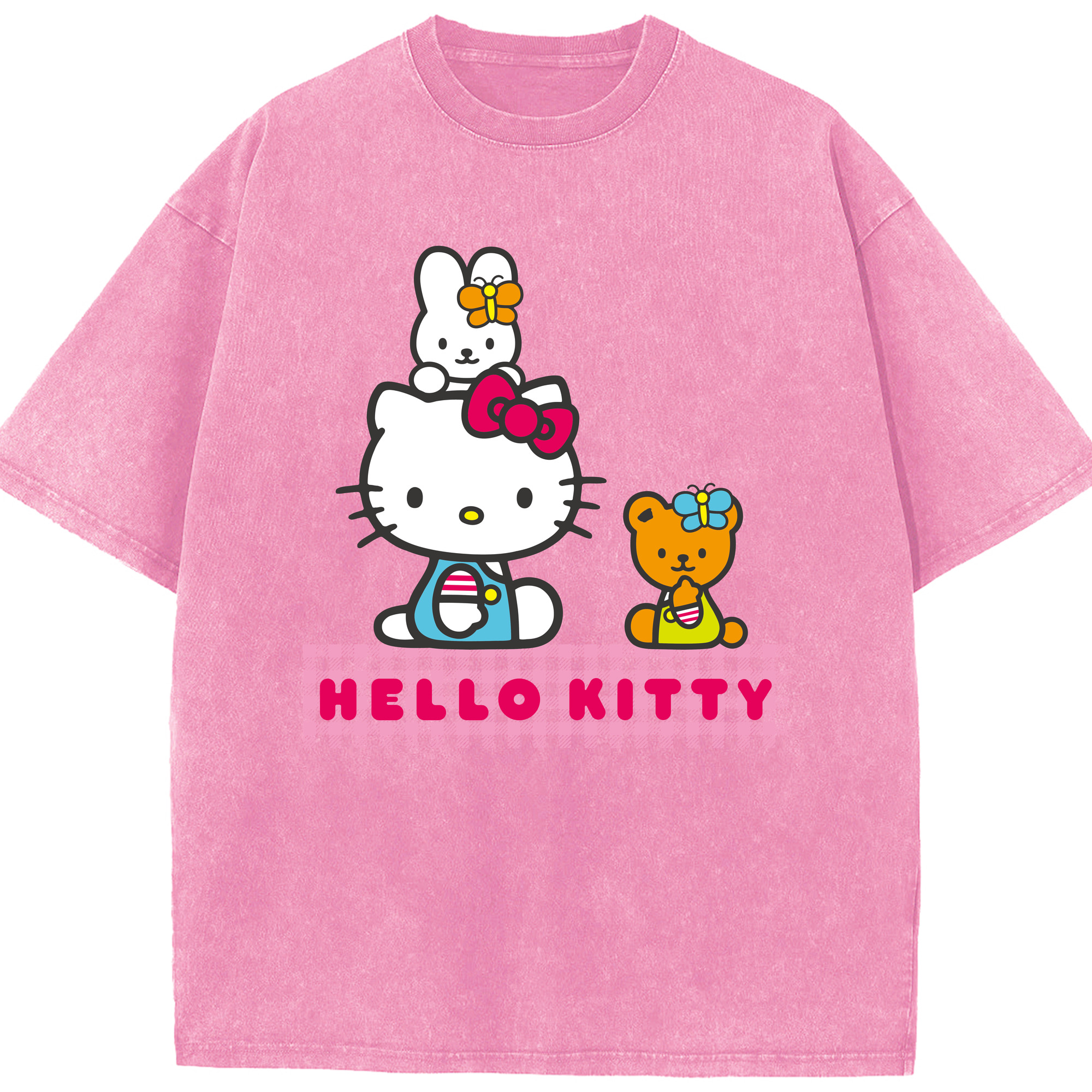 （画像用） Hello Kitty ハローキティ 綿100% ヴィンテージ風 半袖Tシャツ（フロントプリント）
